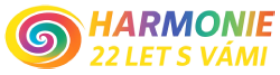 Logo společnosti HARMONIE s barevným spirálovým symbolem a textem 22 let s vámi - firma poskytující ISO certifikace a BOZP služby